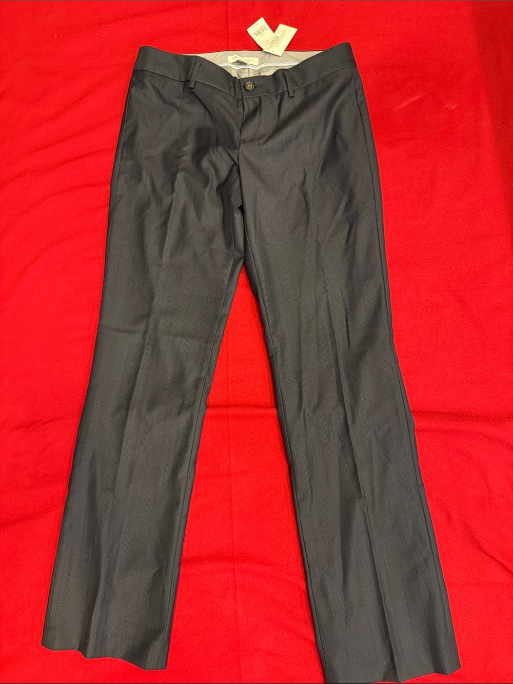 Banana republic stretch Logan fit pants navy with faint plaid pattern NWT